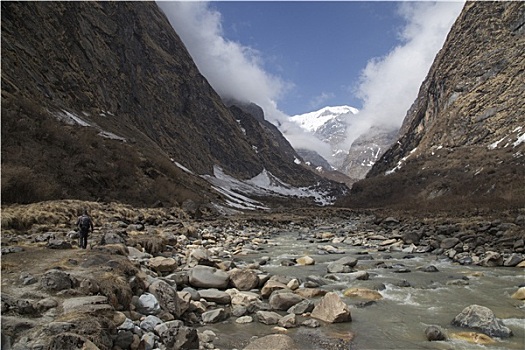 安纳普尔纳峰,跋涉,小路,西部,尼泊尔