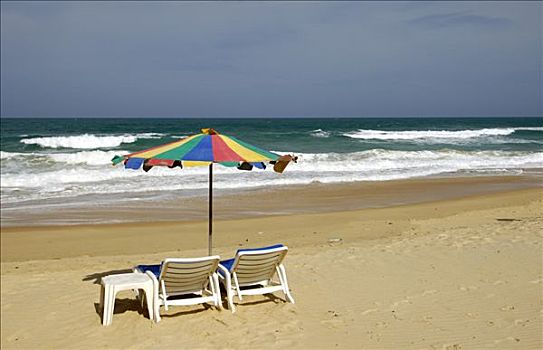 海滩,沙滩伞,普吉岛,泰国