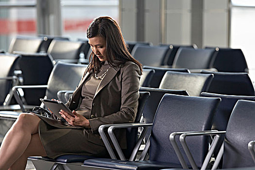 职业女性,平板电脑,机场