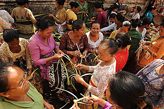 印度尼西亚,巴厘岛,乡村,女人,供品,庆贺,典礼