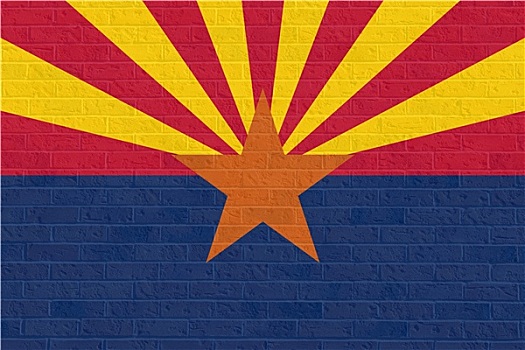 亚利桑那,旗帜,砖墙