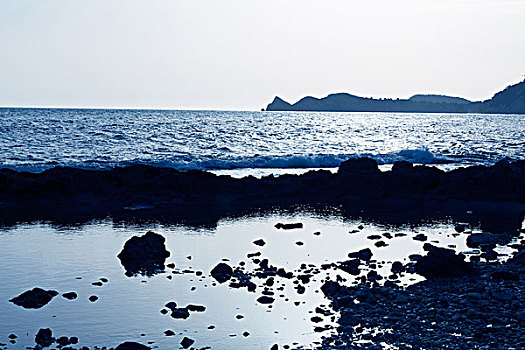 海滩,石头,阿利坎特,地中海,西班牙
