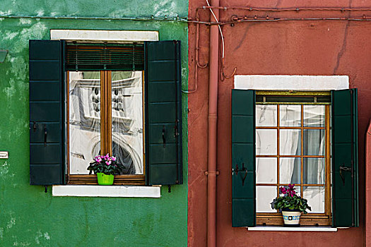 特色,窗户,布拉诺岛,意大利