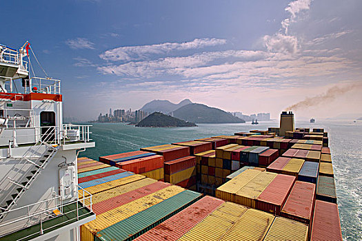 集装箱船,正面,香港