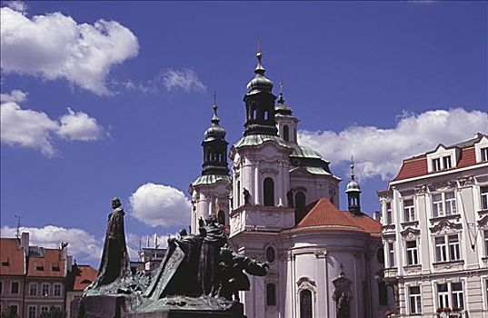 纪念建筑,教堂,背景,老城广场,布拉格,捷克共和国