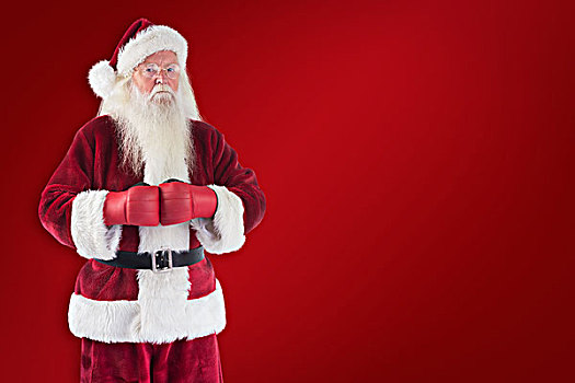 圣诞老人,穿戴,拳击手套