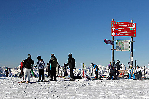 滑雪者,引导,柱子,滑雪区,瑞士,欧洲