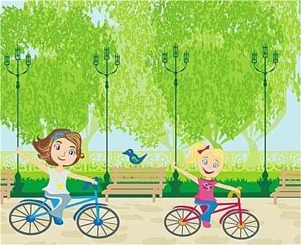孩子,自行车,公园