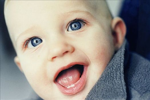 肖像,婴儿,微笑,蓝眼睛