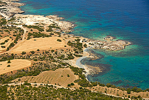 海岸,悬崖,石头,蓝色海洋,阿芙罗狄蒂,南方,塞浦路斯,塞浦路斯共和国,地中海,欧洲