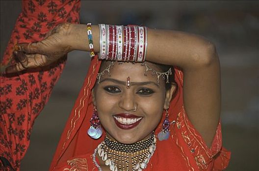 印度,女性,舞者,传统服装,斋浦尔,拉贾斯坦邦,南亚