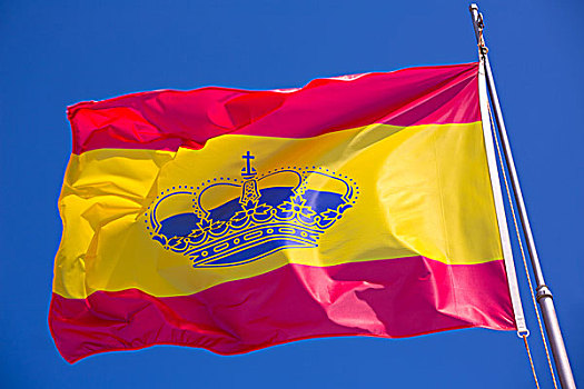 西班牙,红色,黄色,摆动,风,蓝天