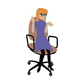 坐,女人,扶手椅,紫色,连衣裙,玻璃,办公室,年轻,职业女性,椅子,隔绝,物体,设计,白色背景,背景,矢量,插画
