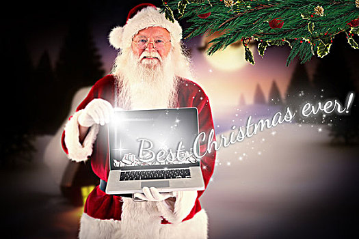 圣诞老人,礼物,笔记本电脑
