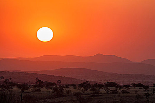 非洲,纳米比亚,达马拉兰,橙色,日落,上方,山,画廊