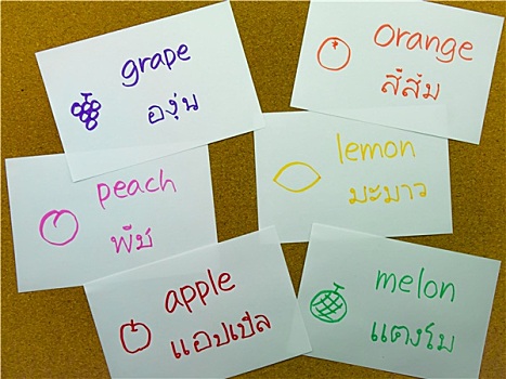 语言文字,学习卡片,泰国