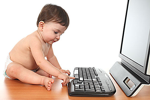 婴儿,打字,电脑键盘