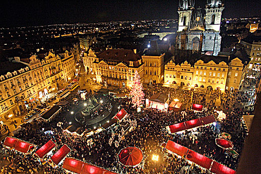 圣诞市场,布拉格,捷克共和国,欧洲
