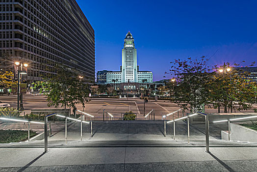 美国,加利福尼亚,洛杉矶,市政厅,黎明,大幅,尺寸