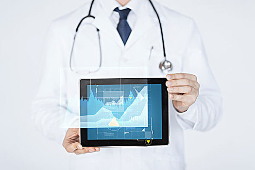 医疗,科技,人,概念,特写,博士,拿着,平板电脑,图表,显示屏