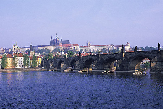 捷克共和国,布拉格,查理大桥,布拉格城堡,伏尔塔瓦河