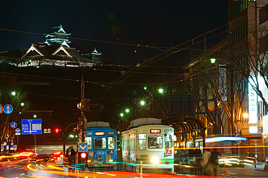 熊本,城堡,有轨电车,日本