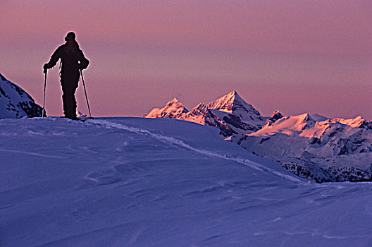 边远地区,滑雪者,高山辉,远眺,加拿大,落矶山,塞尔扣克山,不列颠哥伦比亚省