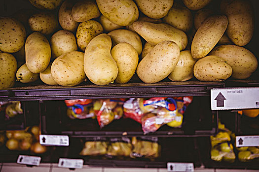 土豆,架子,超市,特写