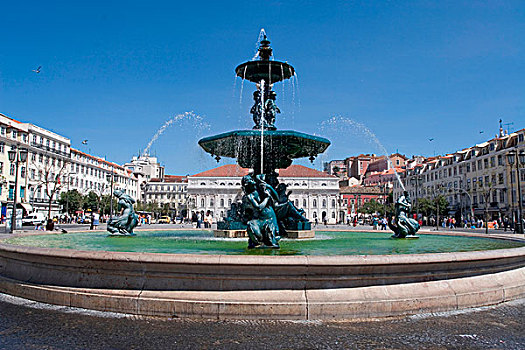 喷泉,罗斯奥广场,葡萄牙