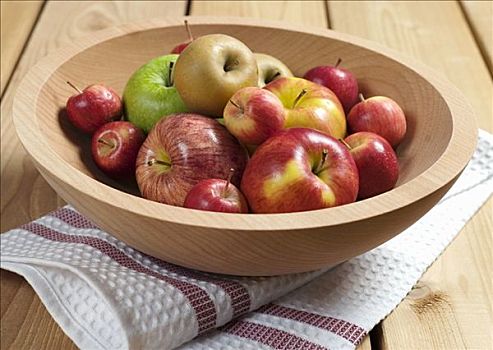 种类,苹果,木碗