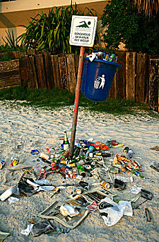 垃圾,散开,克利夫顿海滩,开普敦,南非,十月,2007年