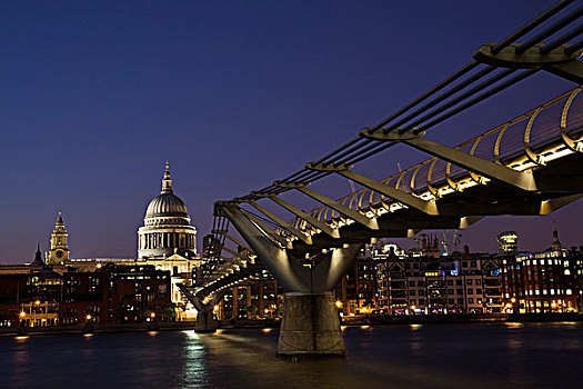大教堂,千禧年,桥,穿过,河,泰晤士河,伦敦,英格兰,英国,欧洲