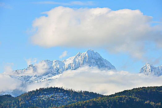 积雪,山,风景,史旺高,巴伐利亚,德国,欧洲