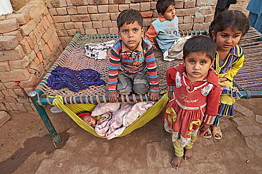 家庭,孩子,生活方式,砖厂,巴基斯坦,亚洲
