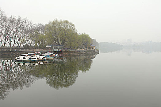 九江,甘棠湖,楼房,倒影,烟水亭,古迹,湖泊,城市