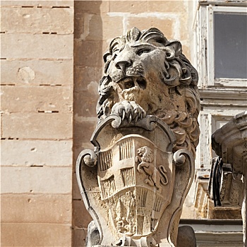 雕塑,狮子,象征,首都,瓦莱塔市