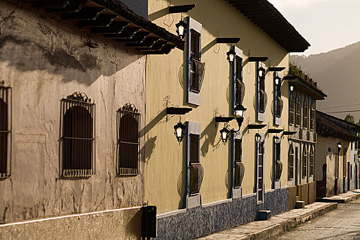 街道,老,房子,圣克里斯托瓦尔,恰帕斯,墨西哥,中美洲