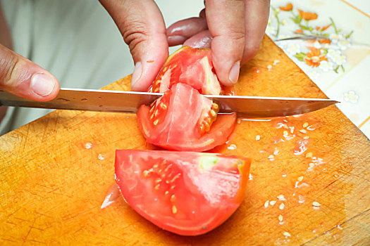 切,西红柿,切菜板