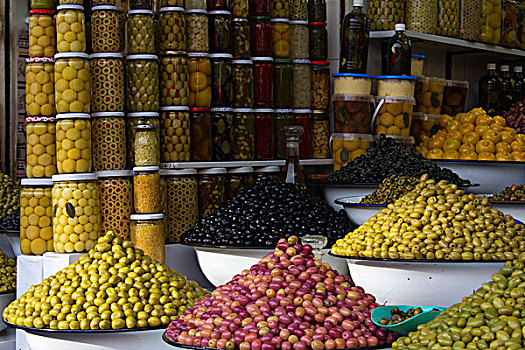 摩洛哥,玛拉喀什,橄榄,露天市场