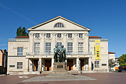 纪念建筑,正面,德国,国家剧院,魏玛,图林根州,欧洲
