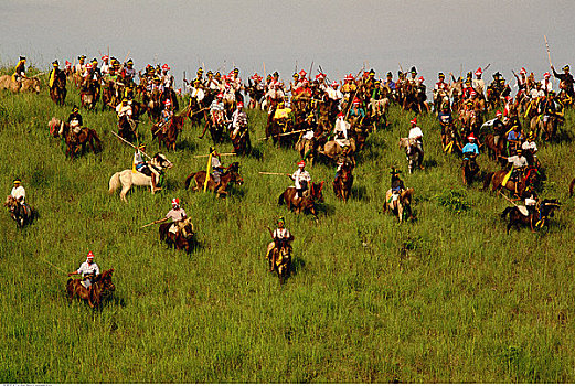 人,马,棍,地点,靠近,印度尼西亚