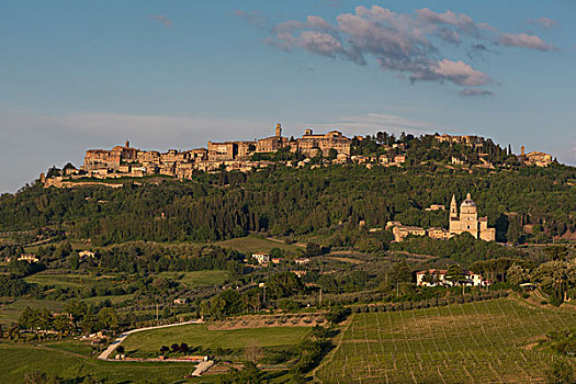风景,蒙蒂普尔查诺红葡萄酒,托斯卡纳,意大利,欧洲