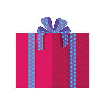 红色,礼盒,蓝带,一个,设计,漂亮,礼物,盒子,压制,蝴蝶结,象征,圣诞礼物,隔绝,矢量,插画
