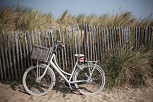 传统,自行车,沙丘,栅栏,荷兰