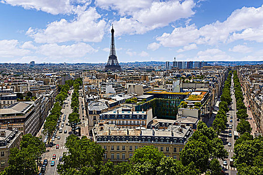 巴黎,埃菲尔铁塔,天际线,航拍,法国