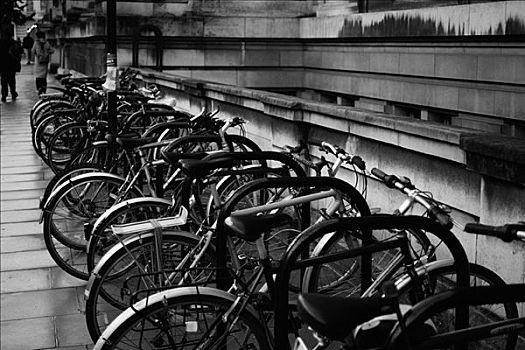 排,自行车停放,靠近,街道,伦敦,英格兰