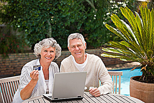 退休,伴侣,买,互联网