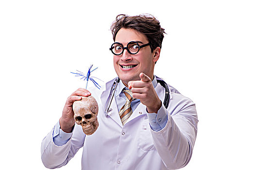 有趣,博士,头骨,隔绝,白色背景