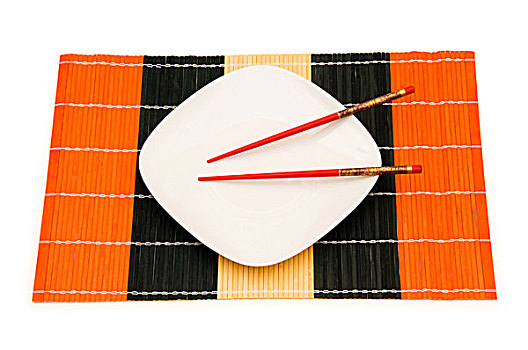 白色,盘子,筷子,隔绝,白色背景