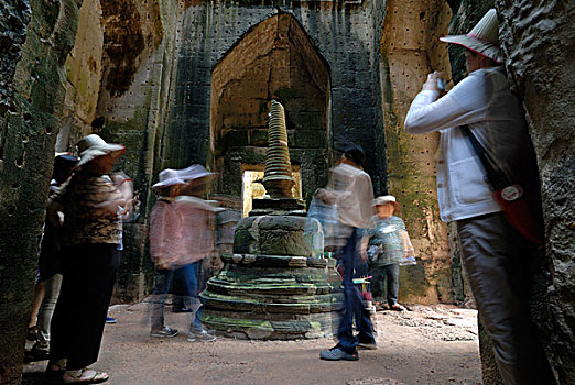 游客,拜访,佛塔,吴哥,寺院,庙宇,复杂,收获,柬埔寨,印度支那,东南亚,亚洲